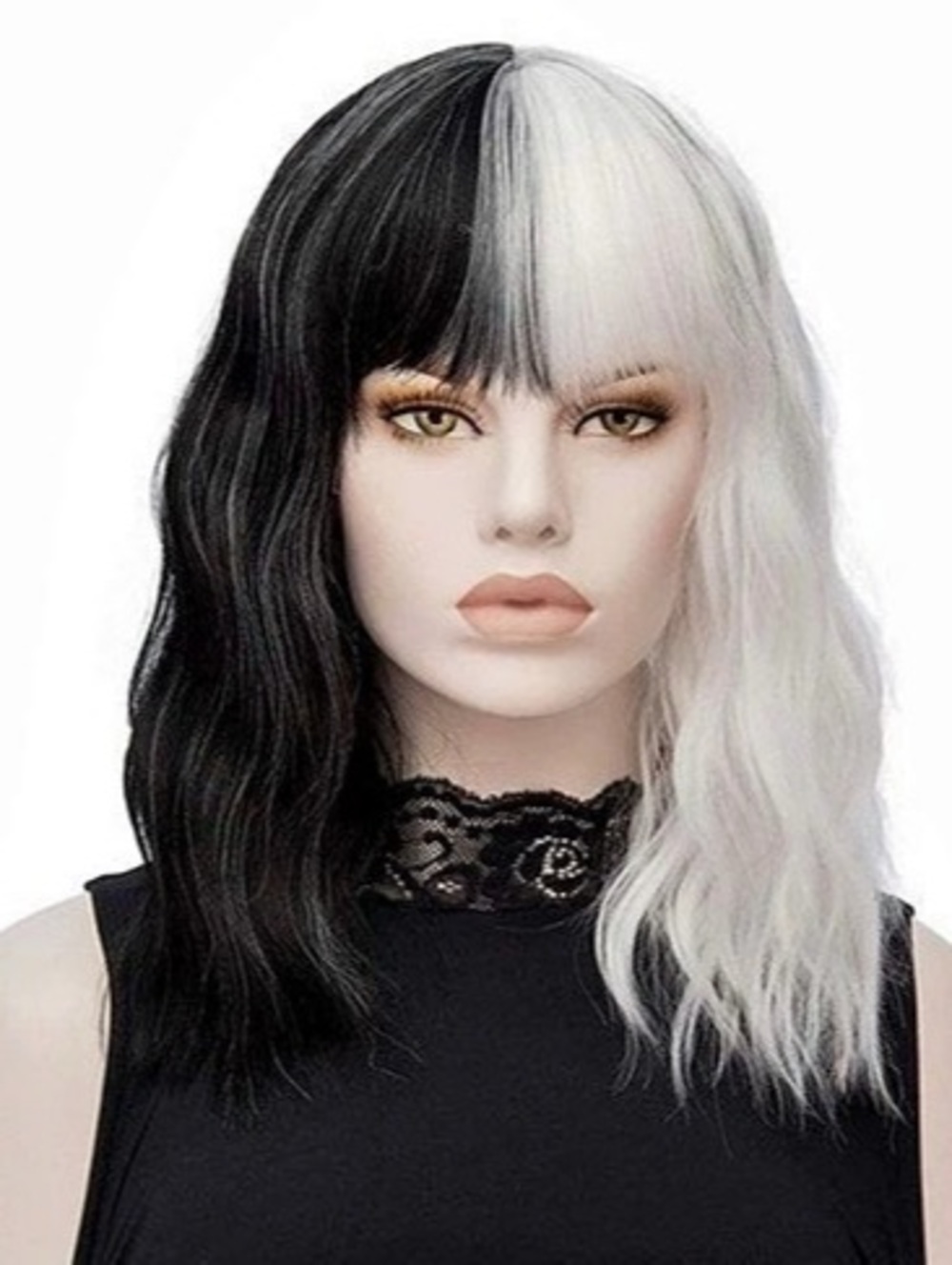 FVCENT Short Curly Shoulder Length Full Bang Women Bob Wig for Cruella Costume
